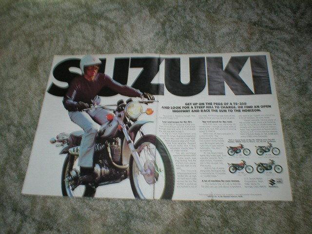 1975 suzuki enduro motorcycle original ad ts-250  ts-400  ts-185  ts-125 rips