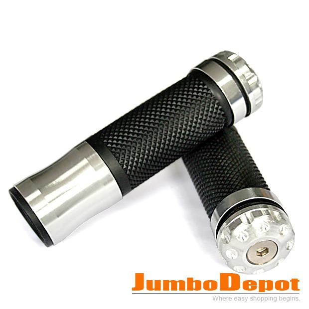 7/8" silver motorcycle silver chrome & rubber handlebar end grips for honda