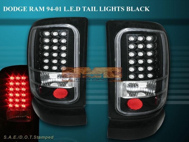 1994-2001 dodge ram 1500/2500/3500 black led tail lights