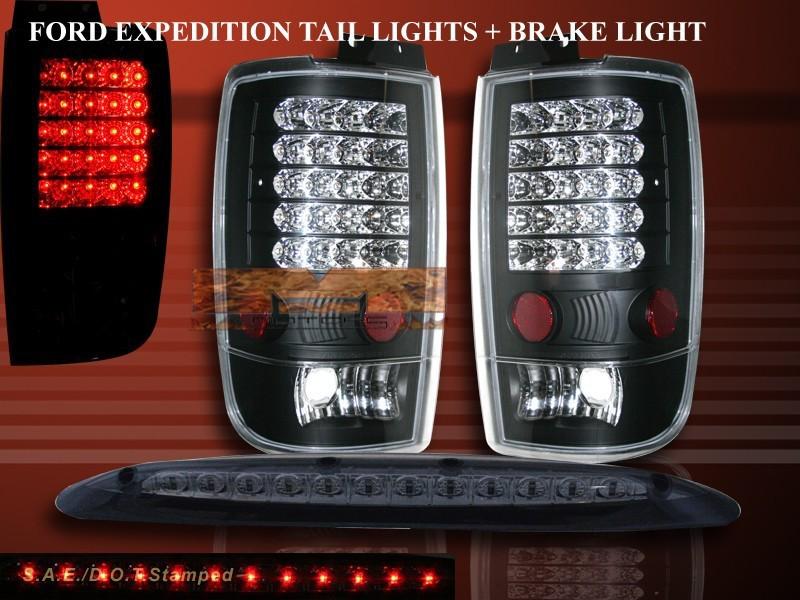 1997-2002 ford expedition led black tail lights + 3rd brake light combo