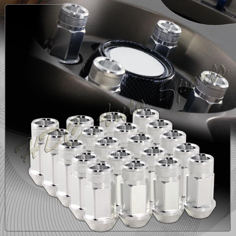 20 pcs m12 x 1.25mm thread pitch wheel rims tuner 1.75" long lug nuts - silver