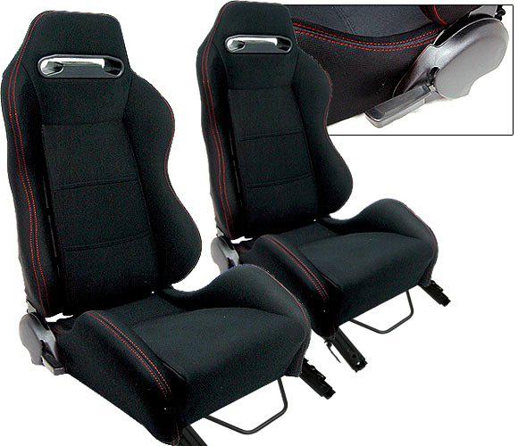 New 2 pcs black red stitch racing seat reclinable w/ slider all mazda 