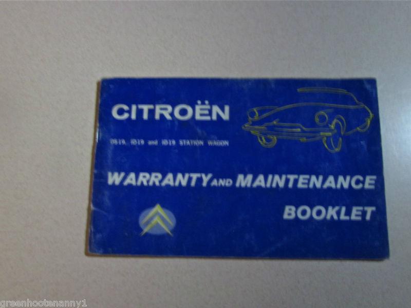 1965 citroen warranty and maintenance booklet