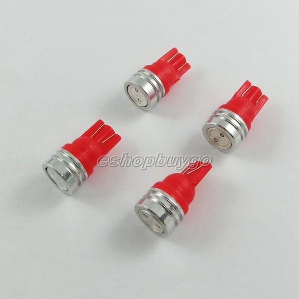 Popular 4 x t10 1w red 1 smd led car side wedge tail light bulb 2825 194 168 w5w