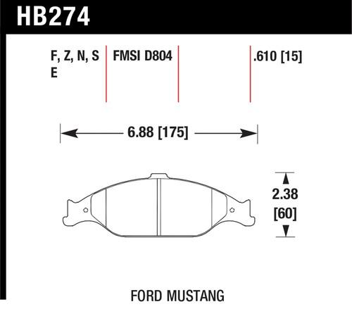 Hawk performance hb274f.610 disc brake pad 99-04 mustang