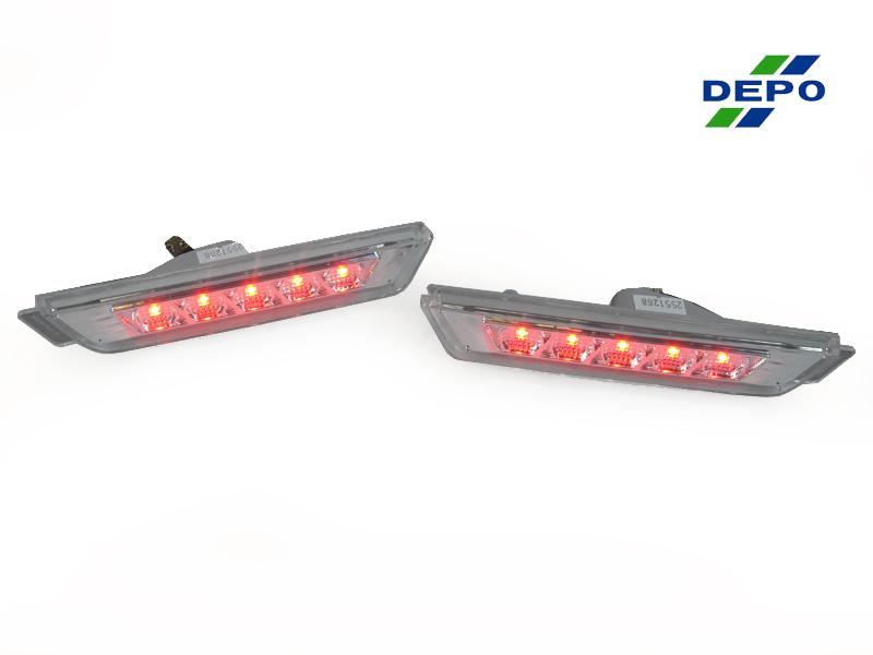Depo 10-13 chevy camaro crystal clear red led rear side marker lights new pair