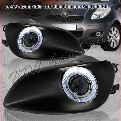 2007-2009 toyota yaris sedan halo projector driving fog light lamps+black covers