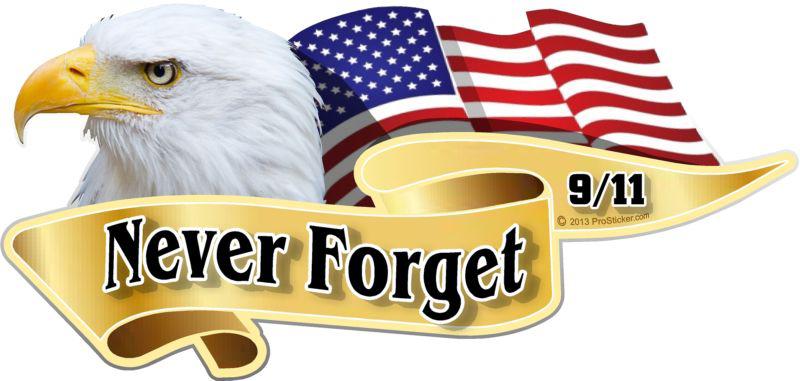 1 - 3" x 6" american flag bald eagle patriotic never forget 911 decals stickers 