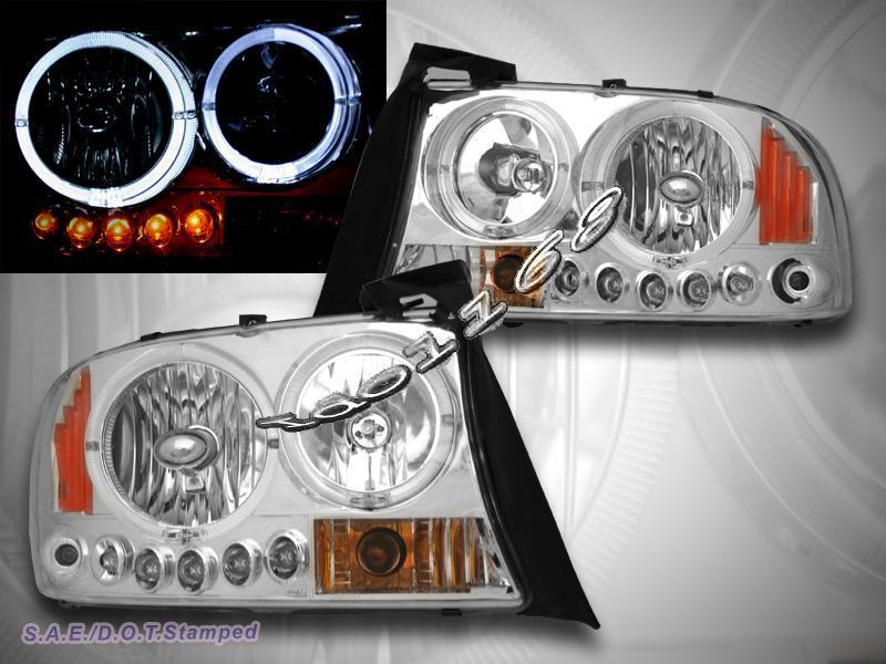 1997 - 2004 dodge dakota durango headlights chrome twin halo led