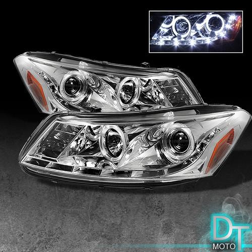 08-12 honda accord 4dr halo projector headlights w/daytime drl led running light