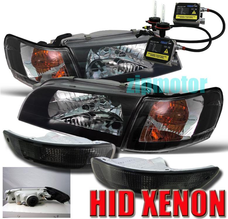 93-97 corolla black crystal headlight+corner+bumper+hid