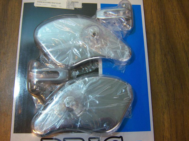 Harley chrome pork chop fairing mirror pair 96- flht fl trike models ds0640-0191