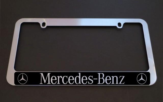 1 brand new mercedes-benz halo slk/slr chrome metal license plate frames