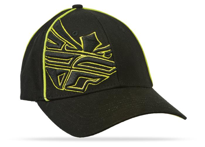 Fly racing gasket hat - curved brim, flex fit - black/green, lg (large)