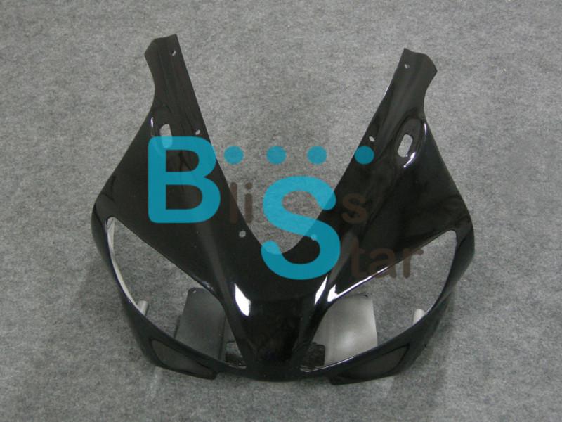 Black yamaha yzf r1 1998 1999 front cowling upper nose headlight fairings