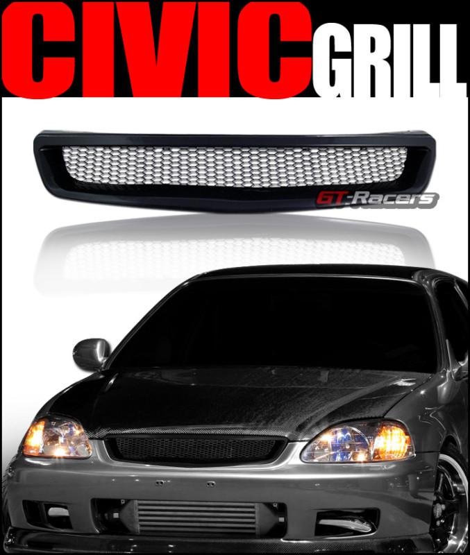 Black r type aluminum mesh front bumper hood grill grille 96-98 civic ek ek9 ej