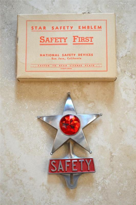 Safety star license plate topper - chevy 1940 1951 authentic original vintage