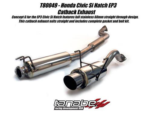 Tanabe concept g catback exhaust for 02-05 civic hatchback t80049