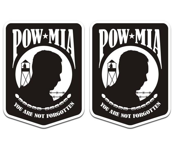 Pow mia decal set 4"x3" prisoner of war military memorial vinyl sticker pm1 zu1