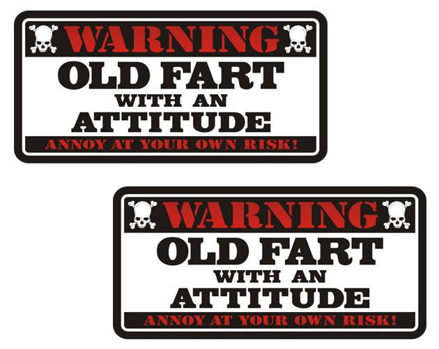 Old fart warning decal set 3"x1.5" funny hard hat vinyl sticker zu1