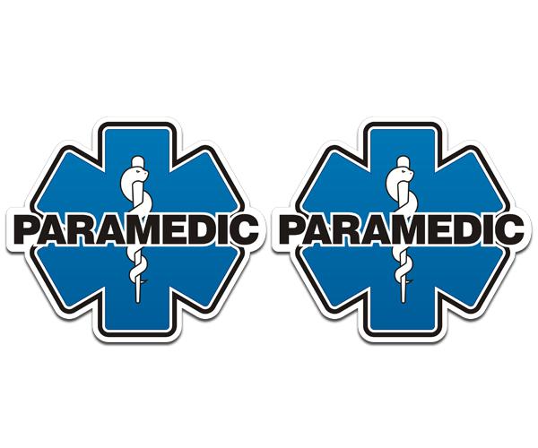 Paramedic star of life decal set 4"x3.5" blue ems emt responder sticker zu1