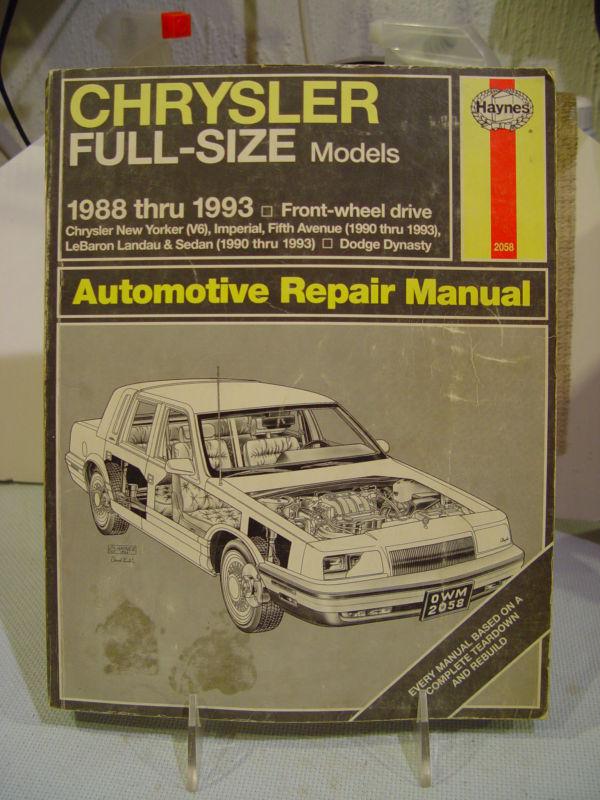 Haynes auto repair manual chrysler full-size 1988-1993 front-wheel drive