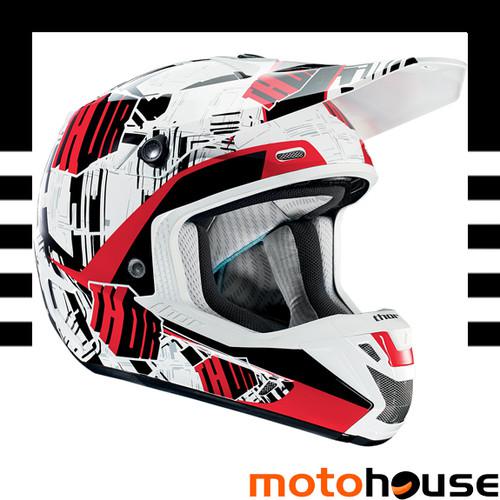 Thor verge block helmet mx offroad dirt motocross white red black 