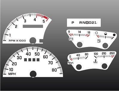 1992-1994 chevrolet truck tach instrument cluster white face gauges 92-94