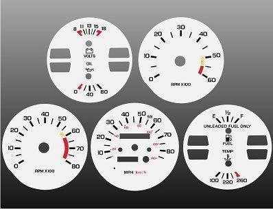 1982-1985 pontiac firebird instrument cluster white face gauges 82-85