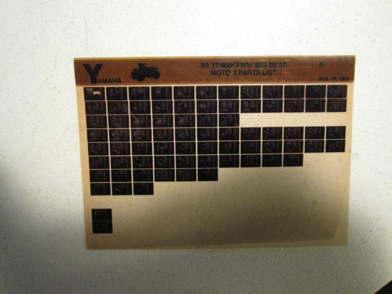 1989 yamaha atv yfm350fww big bear moto 4 microfiche parts catalog yfm 350 fww