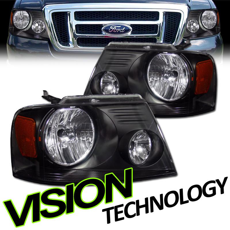 Direct replacement jdm blk headlights headlamps+amber 06-08 mark lt pickup/truck