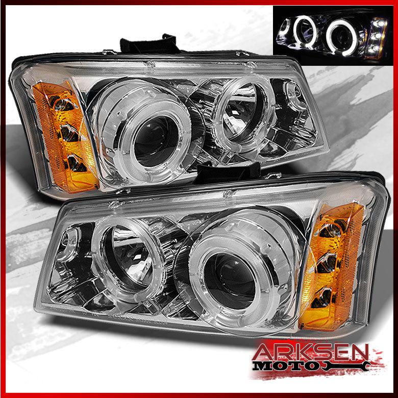 03-06 silverado avalanche dual halo projector led headlights lights pair set