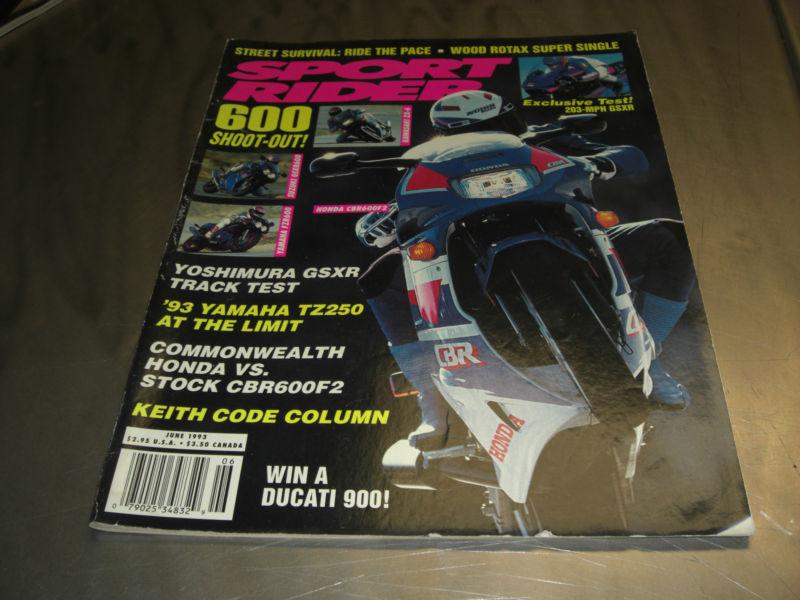 Sport rider magazine issue# 2 june 1993 yoshimura gsxr 600, wood rotax sj600