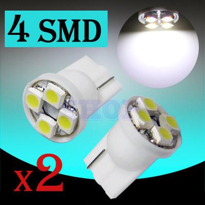 2pcs t10 4 smd license plate pure white 194 w5w led car light bulb lamp