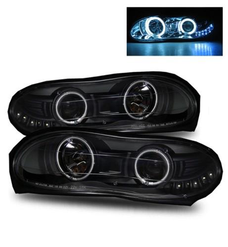 98-01 chevy camaro aftermarket angel eye halo black projector headlights housing