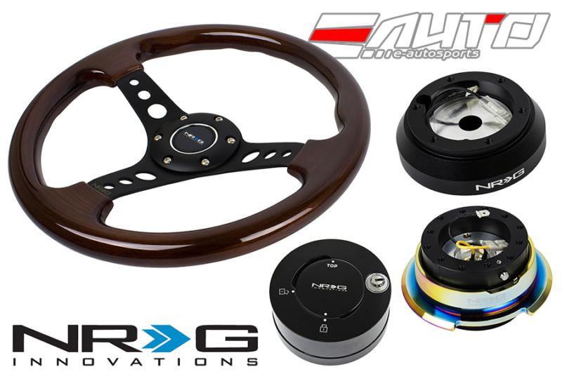 Nrg 330mm brown wood bk o spoke steering wheel 160h hub 2.8 bkmc release lock lb