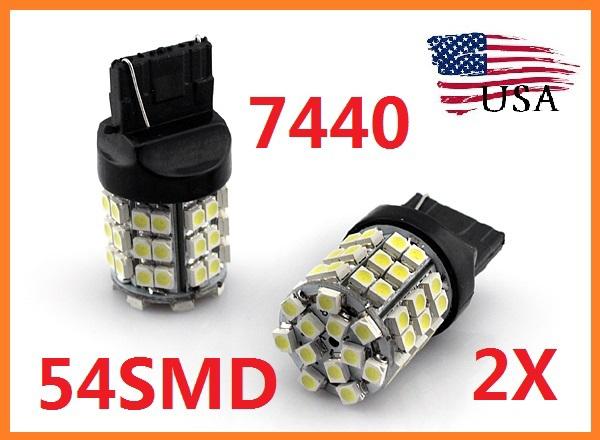 Us stock white led 2pcs 54smd t20 7443 3528 car head light bulb lamp dc 12v