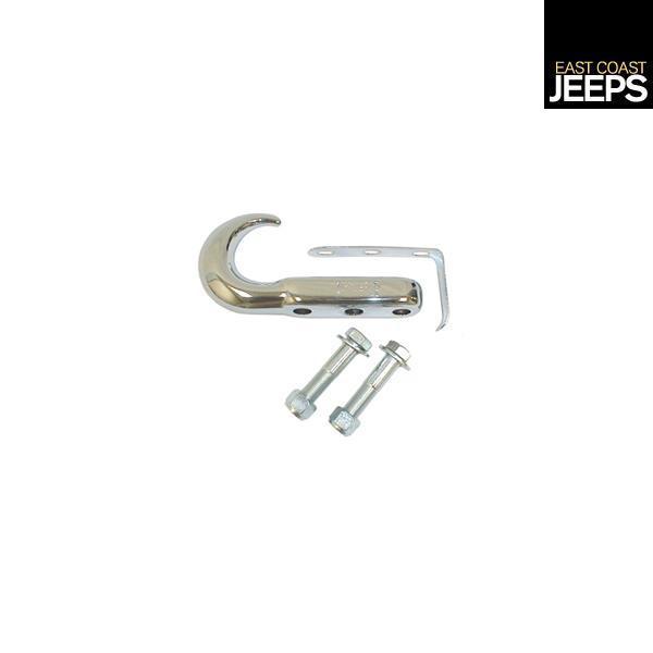 11303.03 rugged ridge front tow hook, chrome, 42-02 jeep cjs and wranglers, by