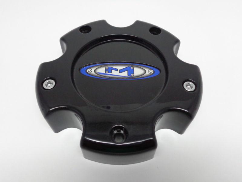 Moto metal wheel aftermarket center cap 845l145-1 black/blue emblem #c13-c160