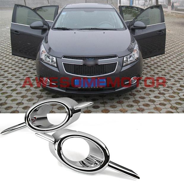 2pcs chrome front fog light lamp cover trims fit for 2009-2011 chevrolet cruze