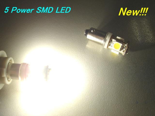 2pcs ba9s 1895 t4w 5 power smd led (warm white) bulbs