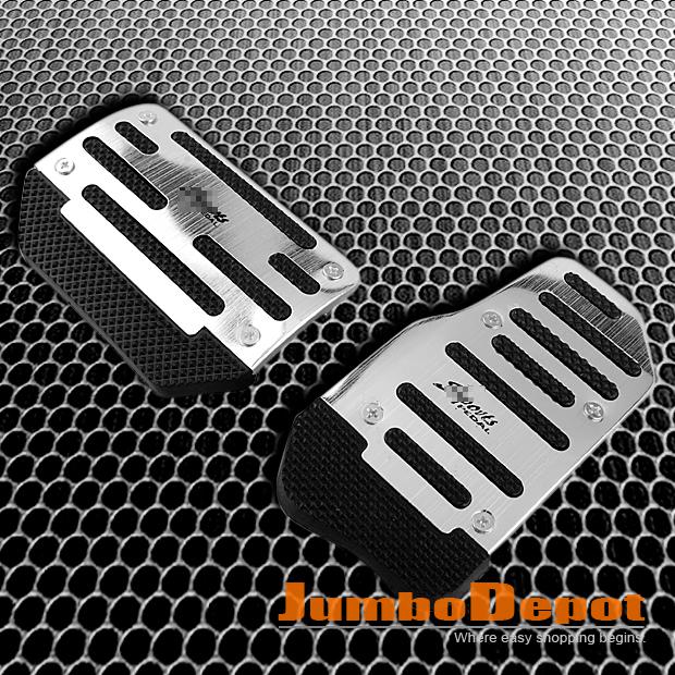 Silver car racing fuel brake gas foot automatic pedals pad aluminum plate 2pcs