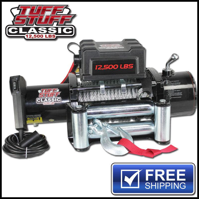 Tuff stuff classic 12500 lbs 12v electric recovery winch truck trailer 12000 lb