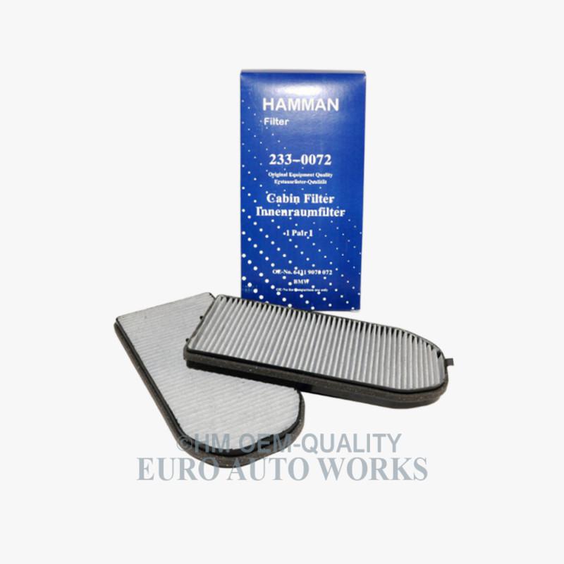 Bmw a/c cabin air filter charcoal oem-quality hm 6431 070072 (2pcs)