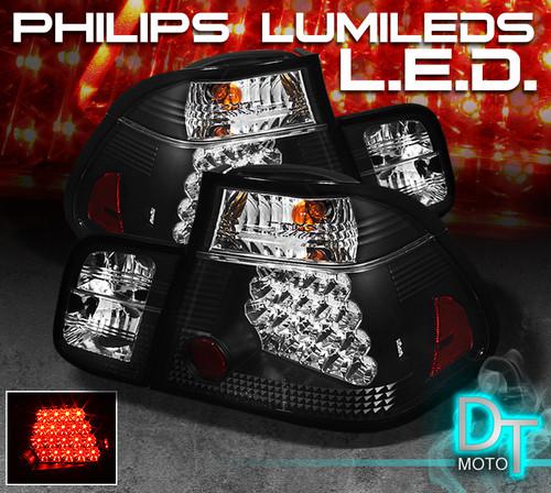 Black 02-05 bmw e46 3-series 4dr philips-led perform tail lights left+right