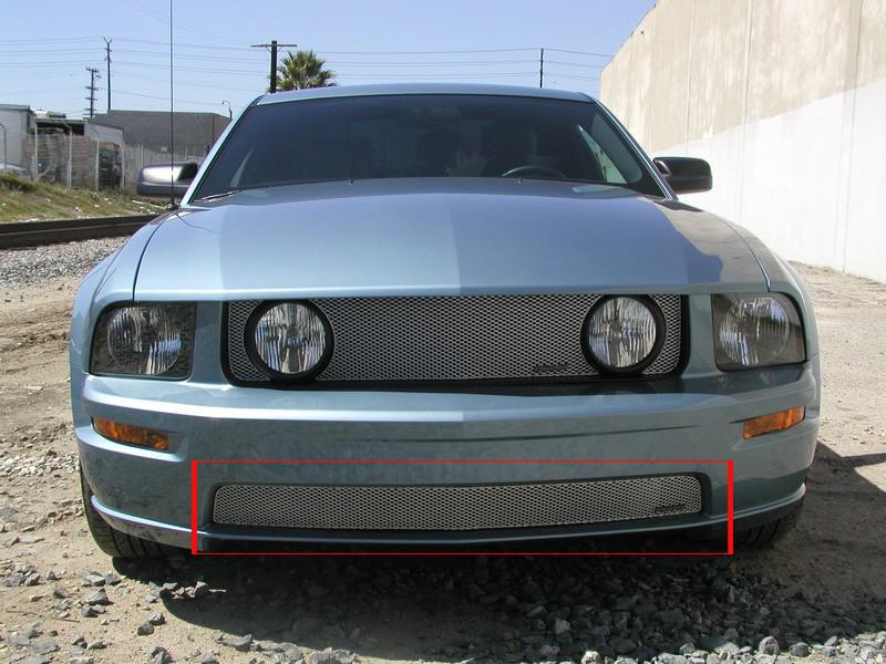 2005-2009 ford mustang gt grillcraft silver grille 1pc bumper mx grill for5023s