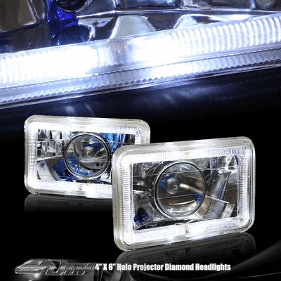 4"x6" h4666/h4651/h4656 chrome housing replacement halo projector headlight lamp