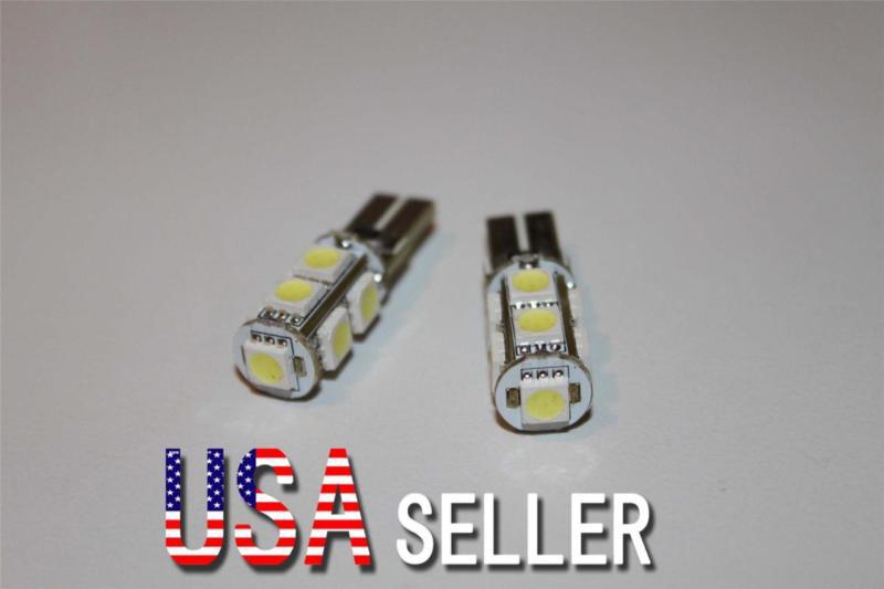 2pcs canbus error free t10 wedge 9-smd 5050 led light bulb 192 194 158 white