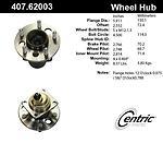 Centric parts 407.62003 rear hub assembly