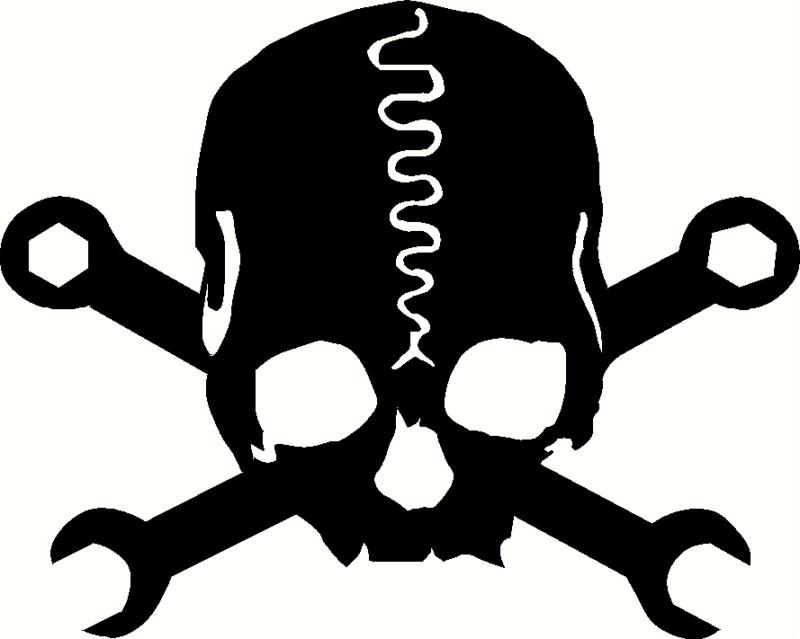 Skull cross bones wrenches pinstripe hot rat rod custom vinyl decal sticker 